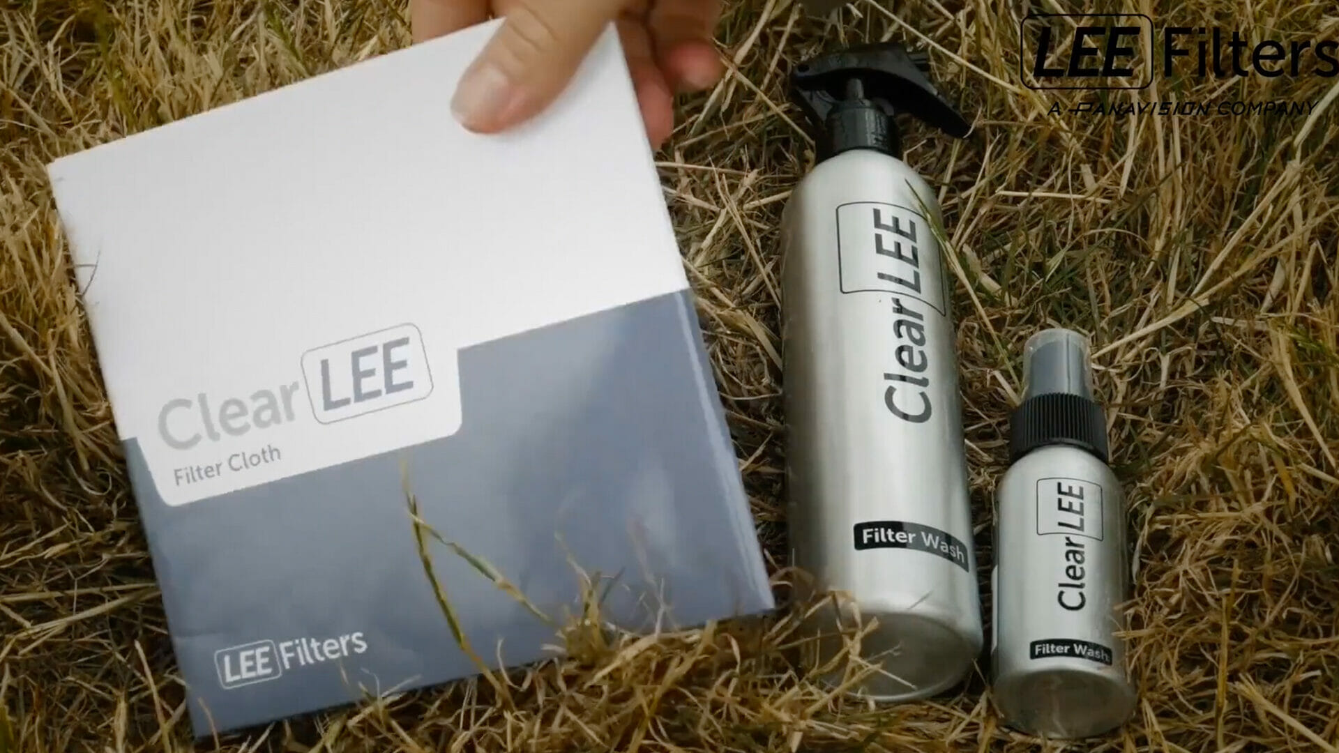 Large and small bottles of ClearLEE and filter cloth for filter cleaning