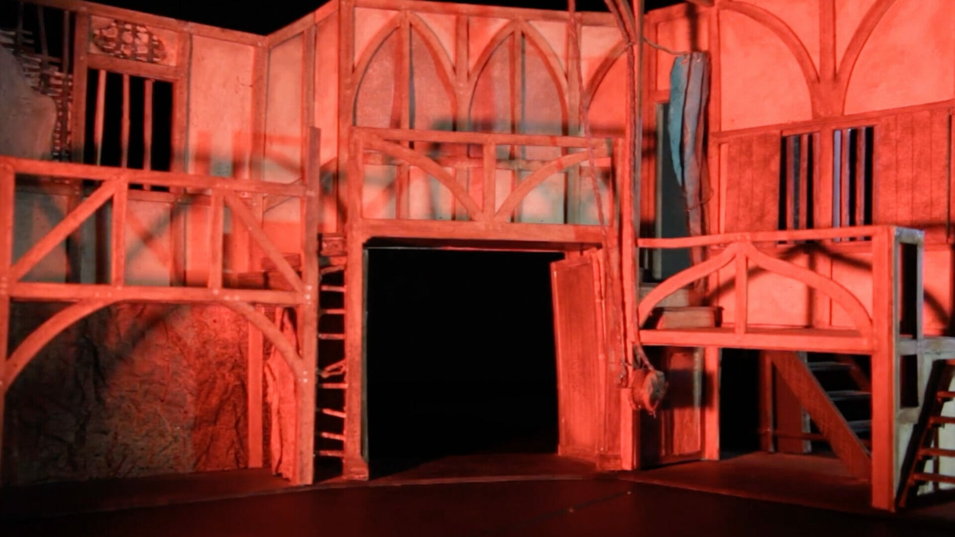 Red filters being used on a set